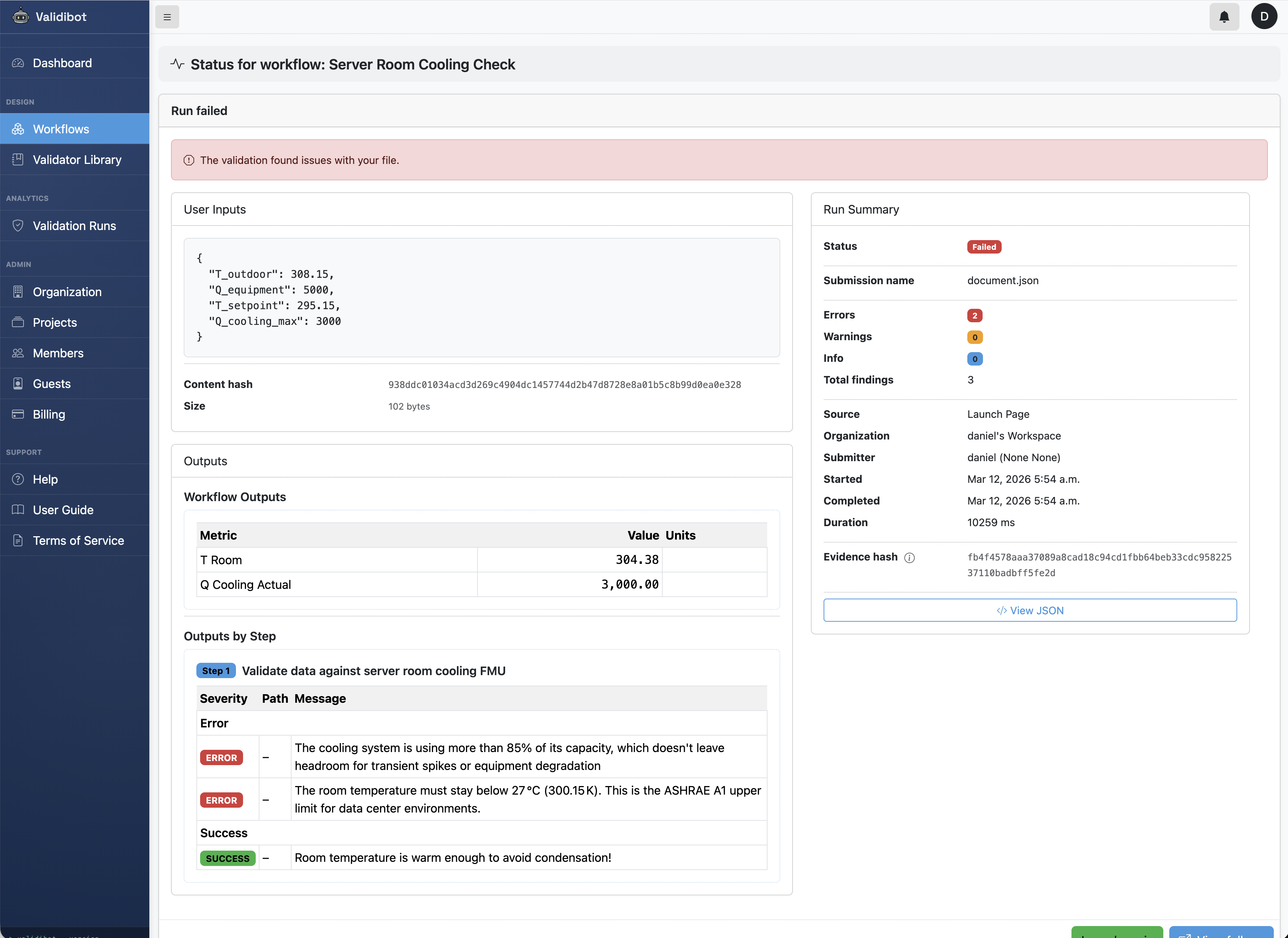 Screenshot of Validibot.