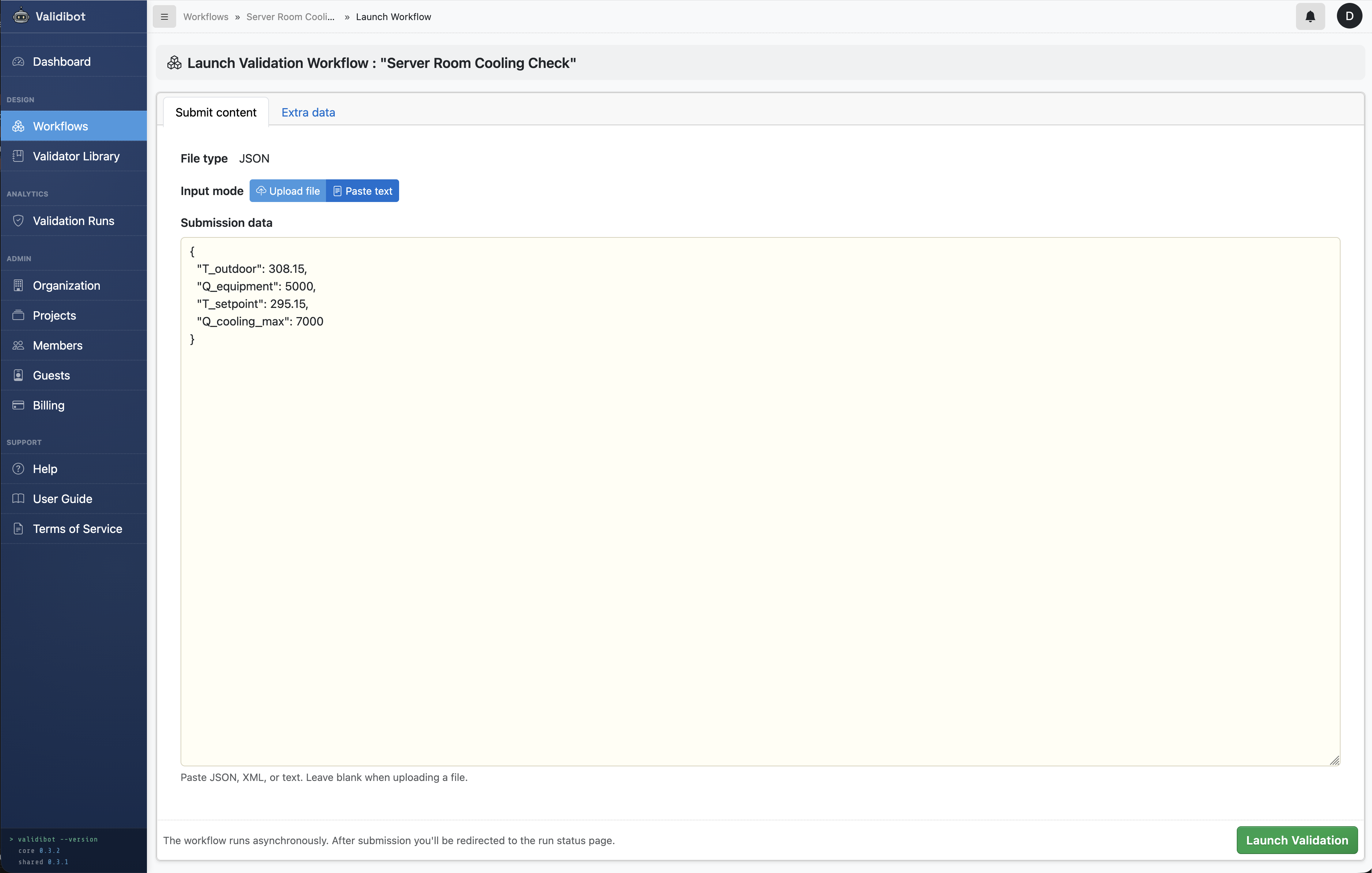 Screenshot of Validibot.