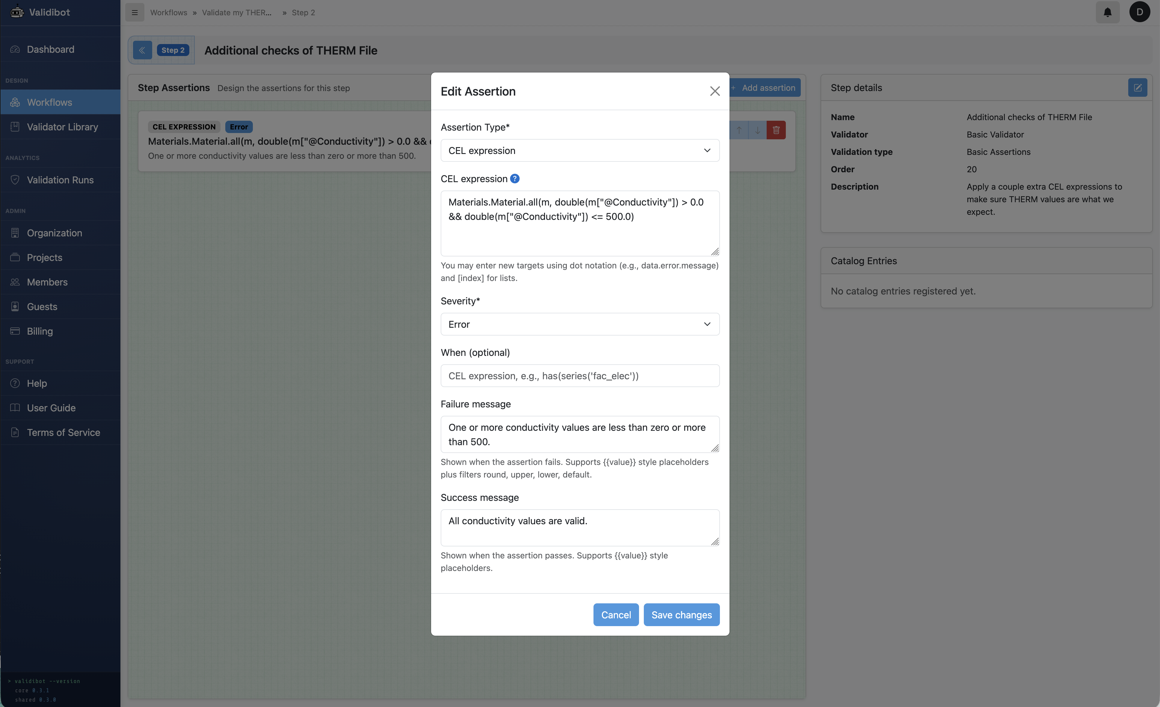 Screenshot of Validibot in use