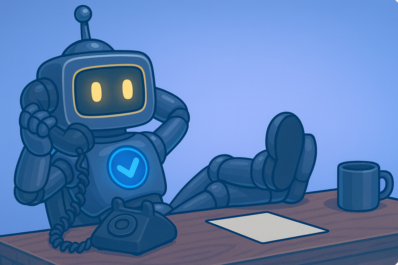Illustration of the Validibot robot talking on the phone.
